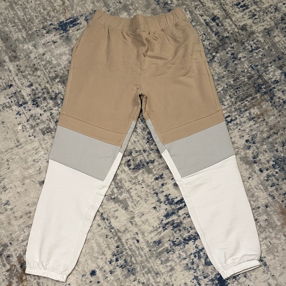 feat Pants - Feat Tan and Gray Colorblock Joggers